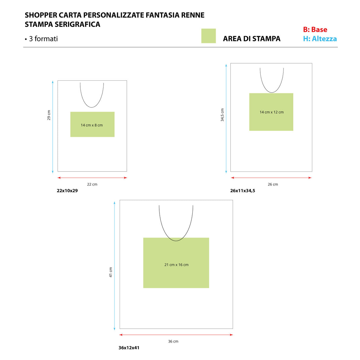 Shopper Carta Personalizzate Fantasia Renne Stampa Serigrafica