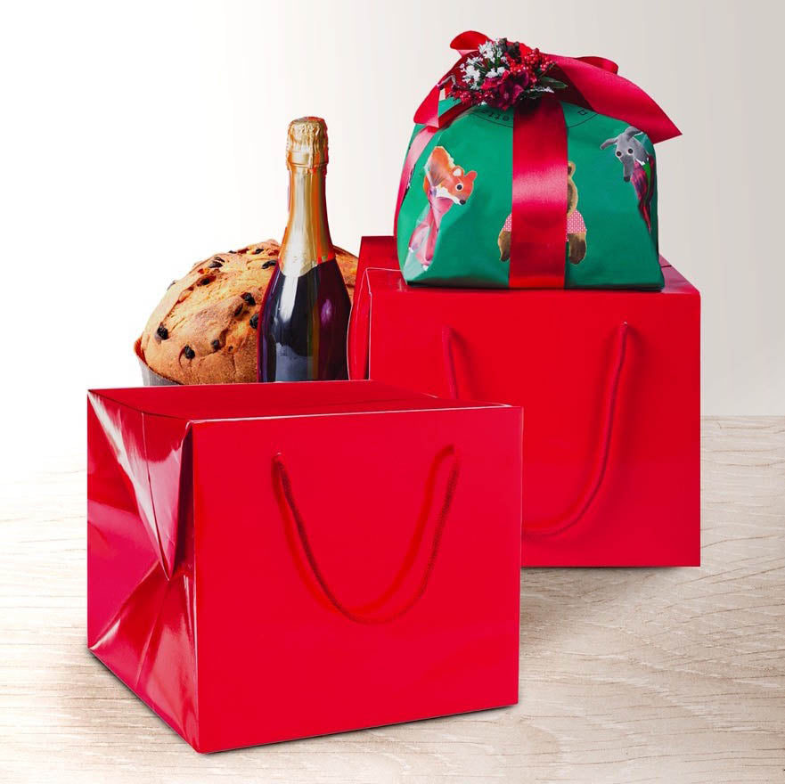 Bag Box Portapanettone Lusso Lucida Rossa