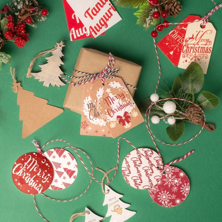 Tag Christmas Kraft Red Mix
