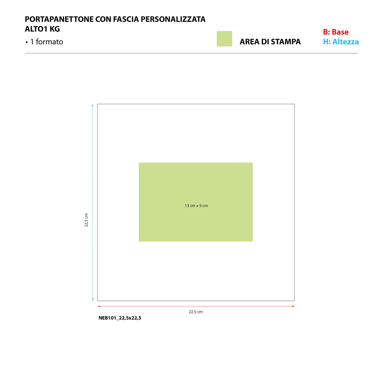 Portapanettone Alto 1 kg con Fascia Personalizzata