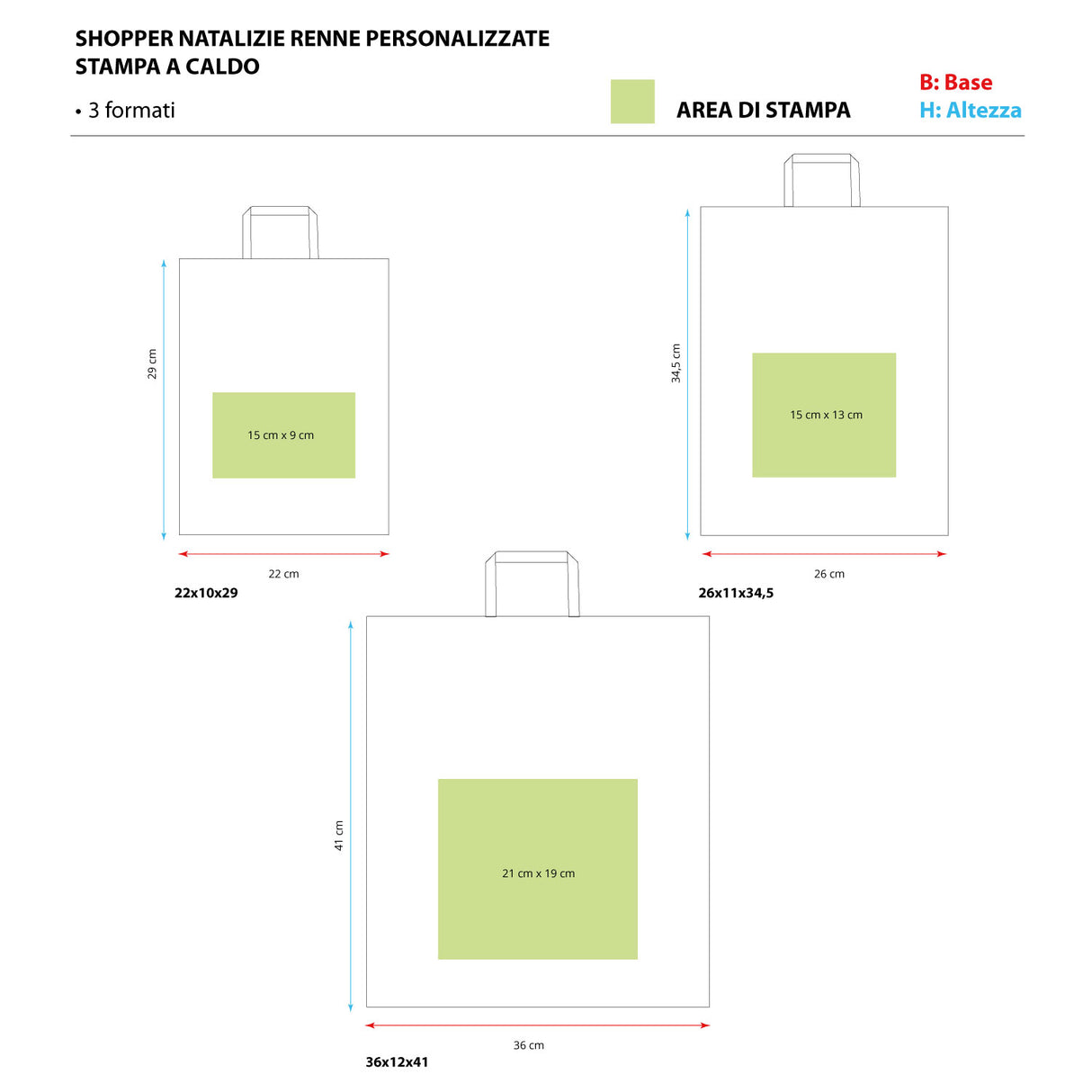 Shopper Carta Personalizzate Fantasia Renne Stampa a Caldo