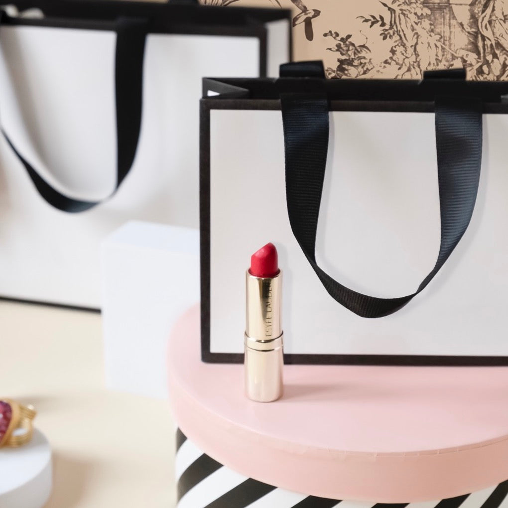 Shopper Carta Lusso Black Frame con Manici in Nastro Gros Grain