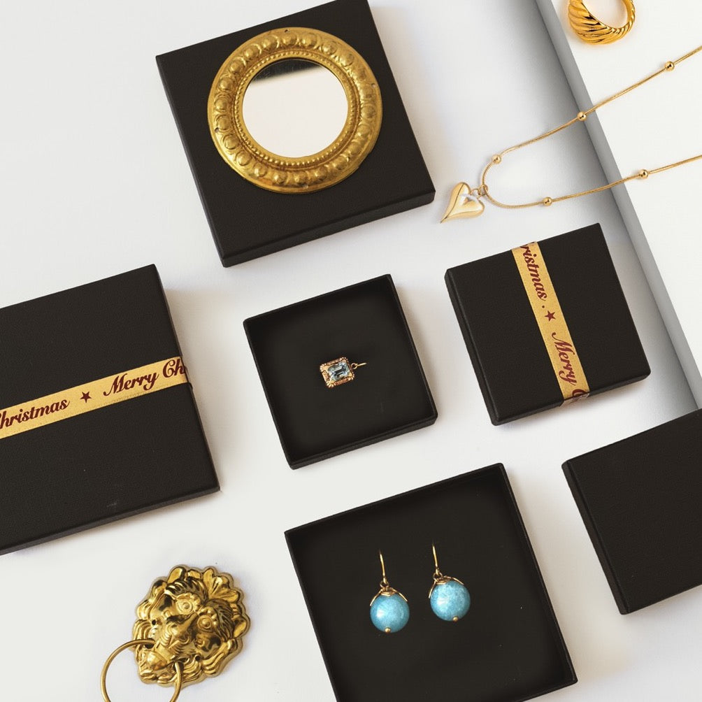 Nastro Doppio Raso Merry Christmas Stampa Oro