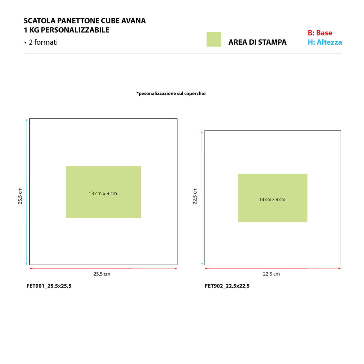 Scatola Panettone Personalizzabile, Cube Avana 1 Kg