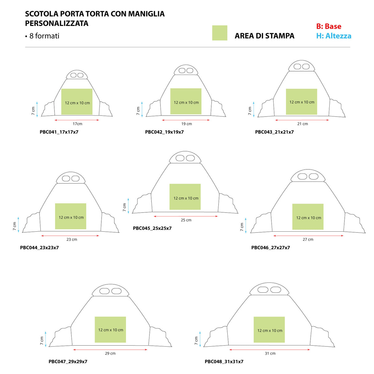 Scotola porta Torta con maniglia Personalizzata