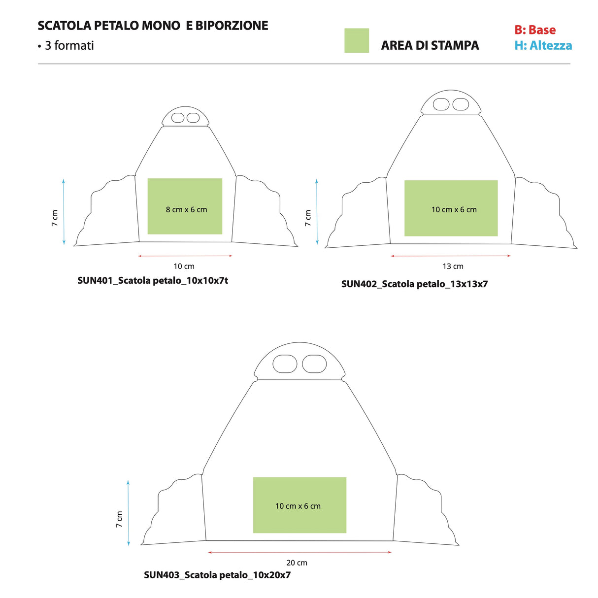 Scatole Pasticceria Petalo Personalizzate 1-2 porzioni