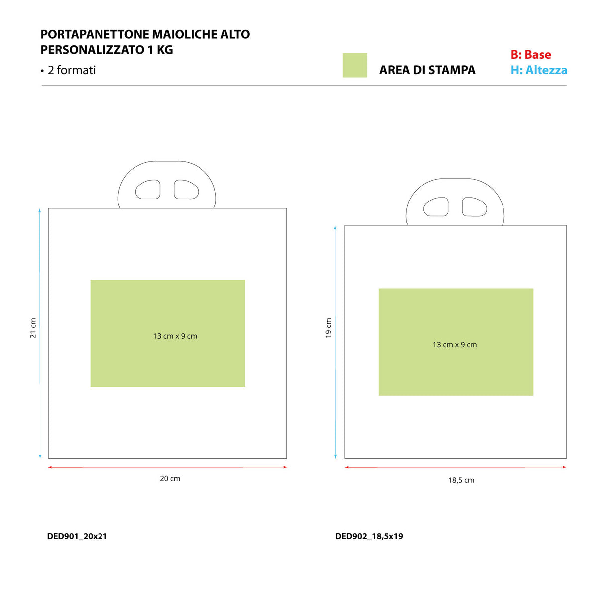 Portapanettone Alto Personalizzabile Fantasia Maioliche 750gr - 1Kg