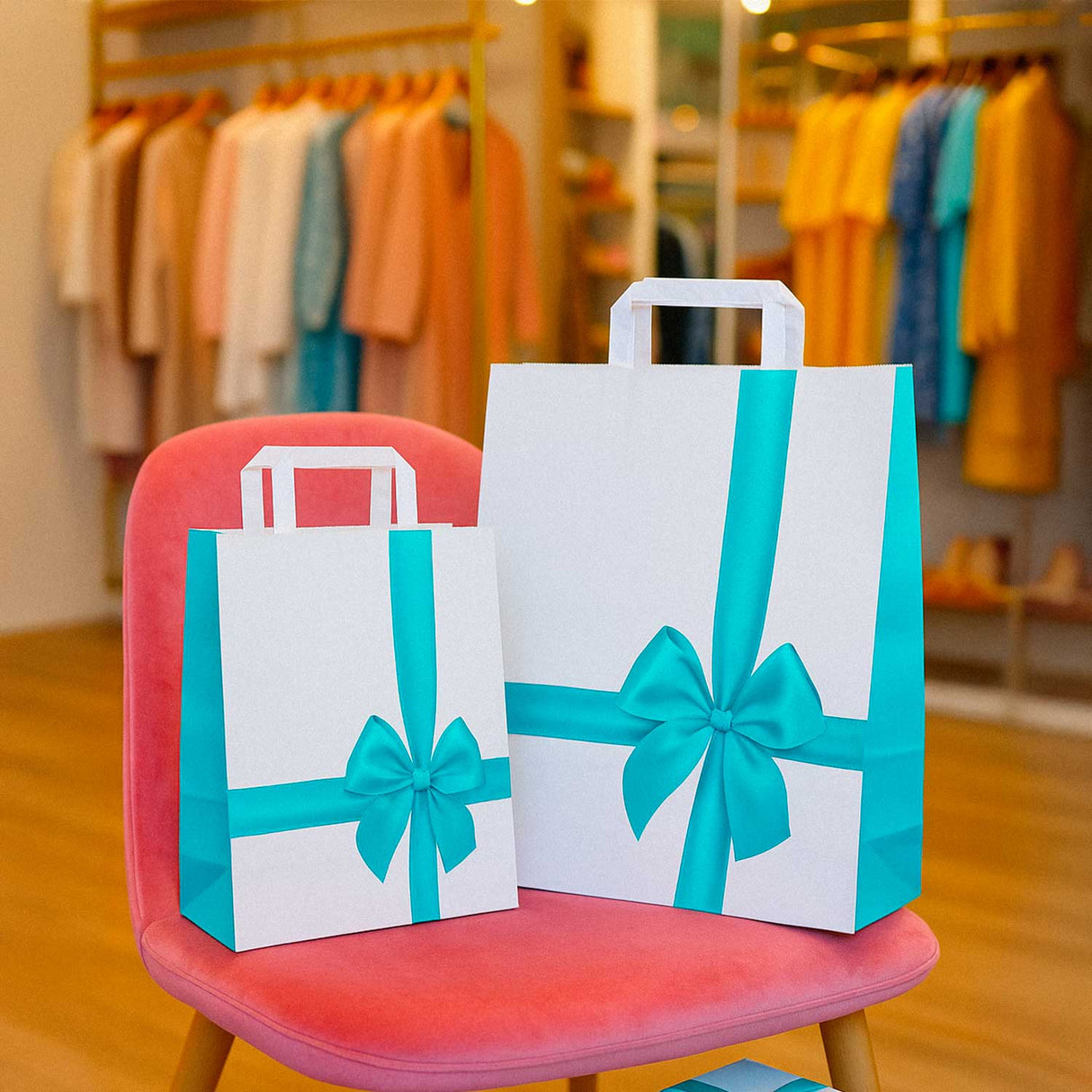 Shopper Carta Fantasia Fiocco Acquamarina