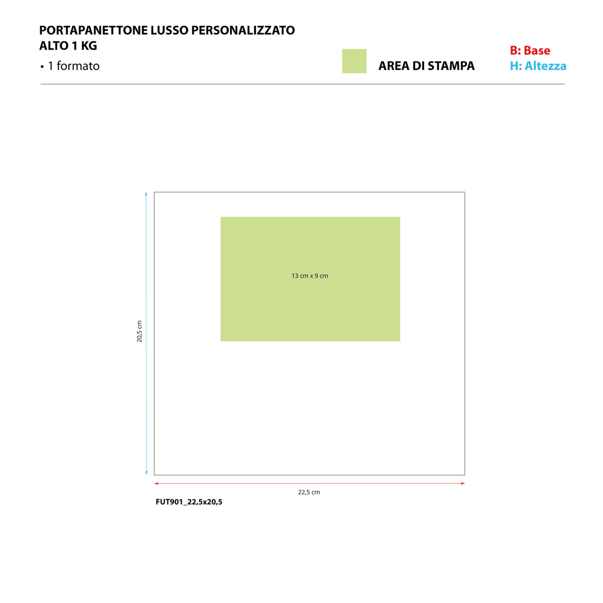 Portapanettone Lusso Alto 1 KG Personalizzato