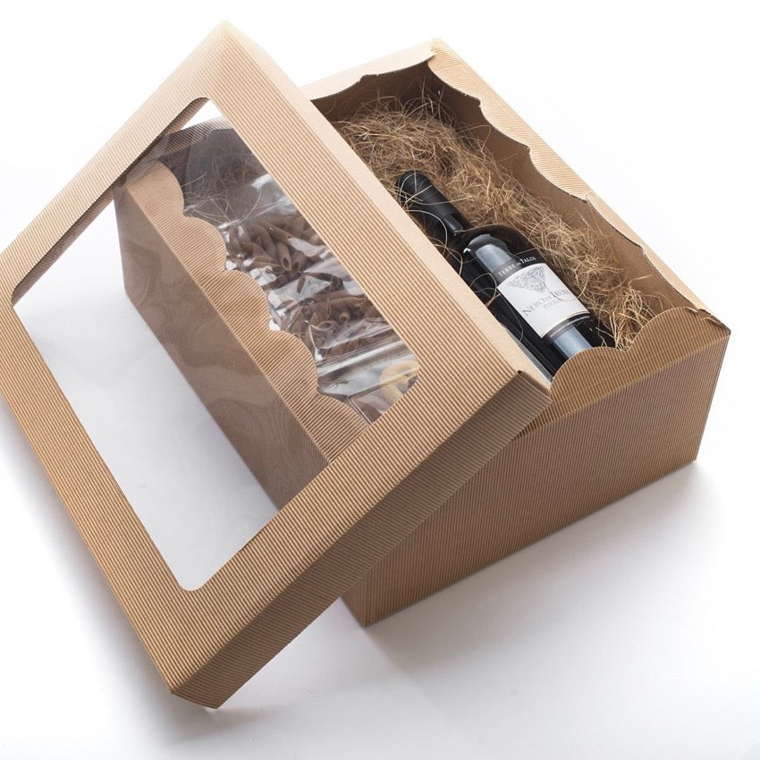 Scatola Onda Avana Coperchio con Finestra