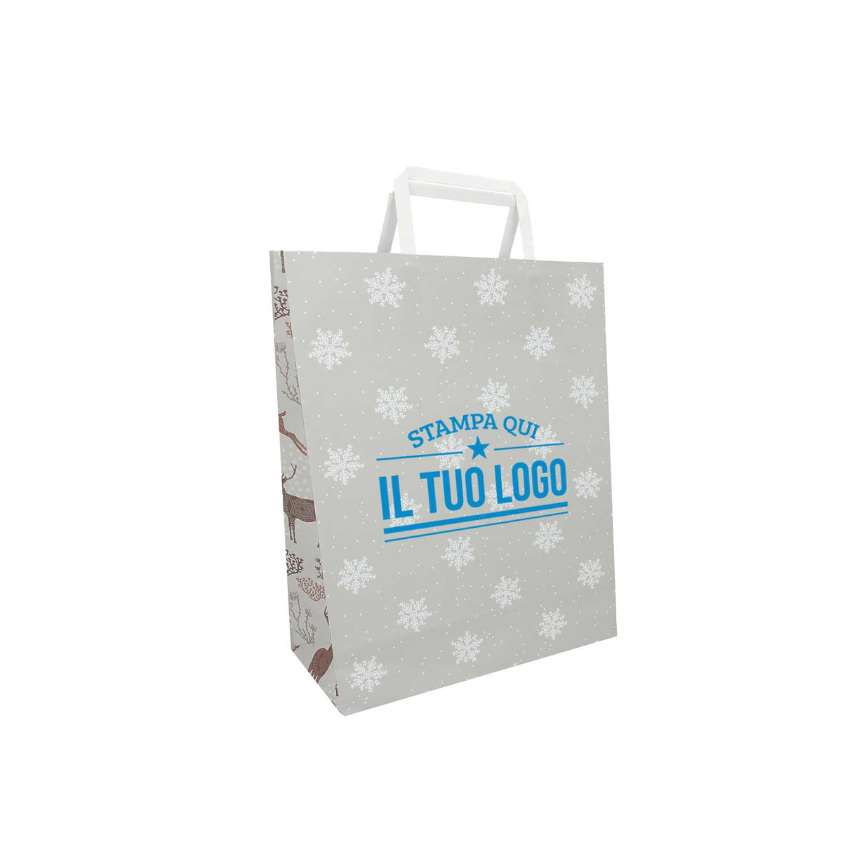 Shopper Carta Personalizzate Fantasia Renne Stampa Serigrafica