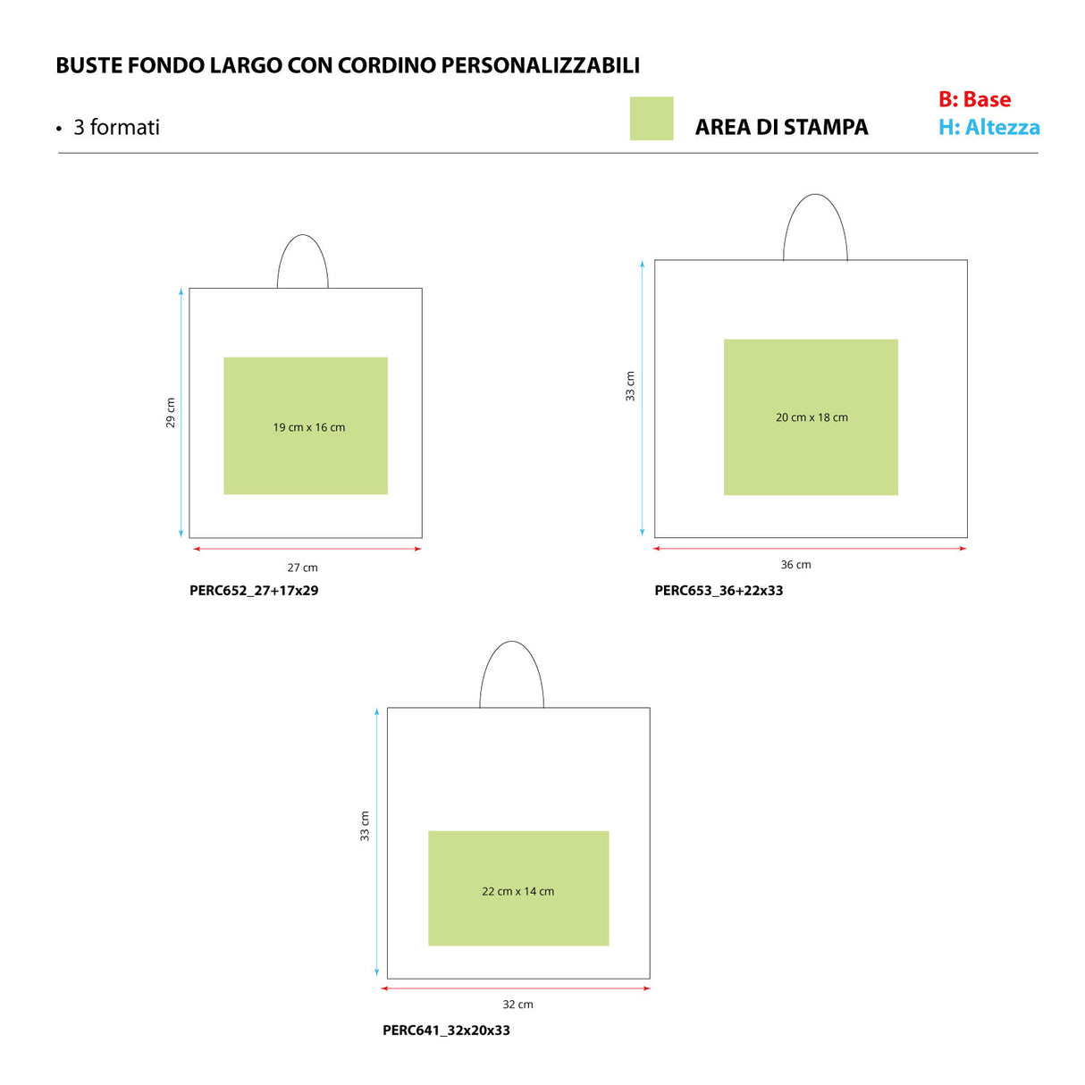 Buste Fondo Largo con Cordino Personalizzabili