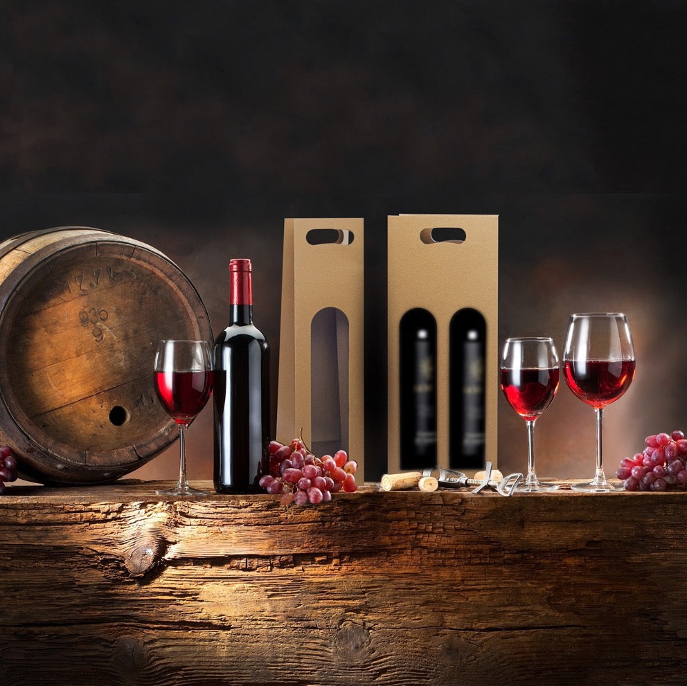 Shopper Portabottiglia manico a fagiolo con finestra