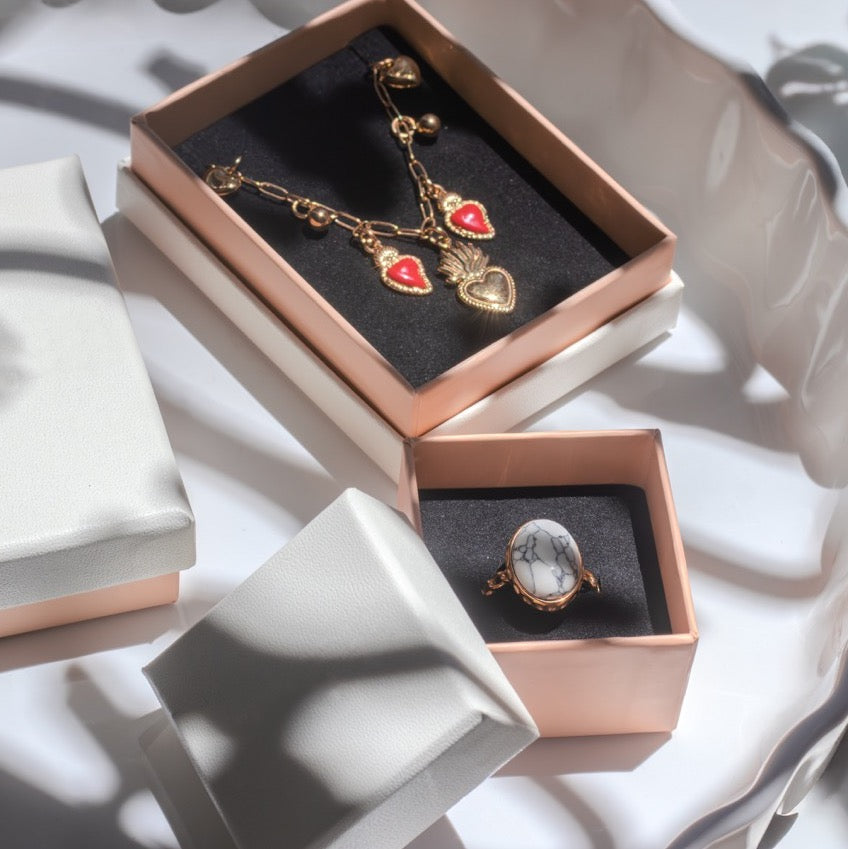 Astuccio Gioielleria Bicolor Avorio Rosa Cipria