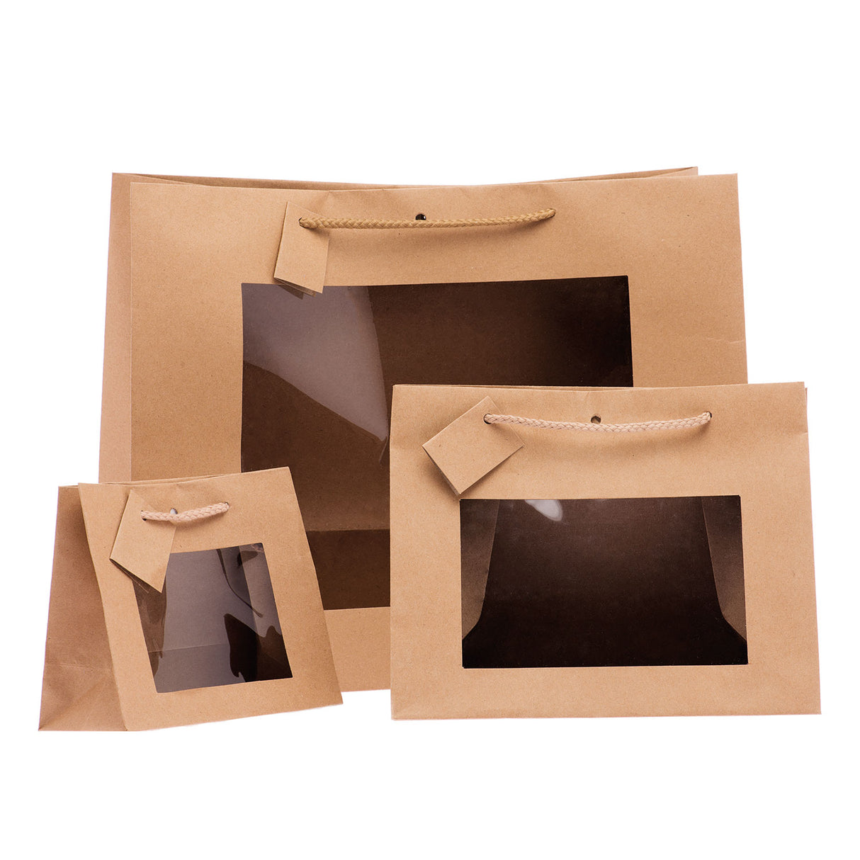 Shopper Carta Kraft Lusso con Finestra Avana