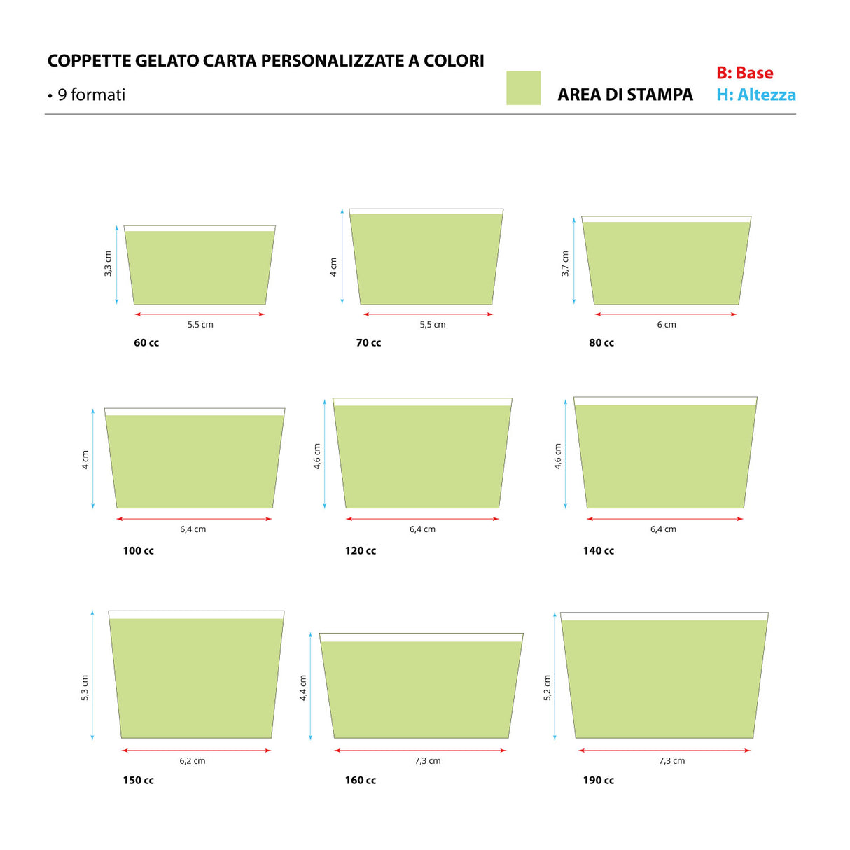 Coppette Gelato Carta Personalizzate a Colori