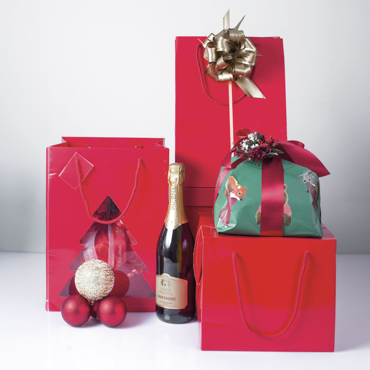 Portapanettone Christmas Red con Finestra