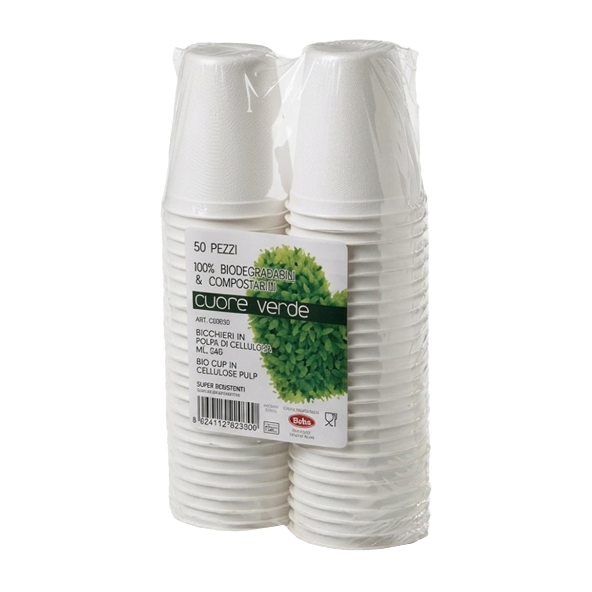 Bicchiere in polpa di cellulosa biodegradabile e compostabile