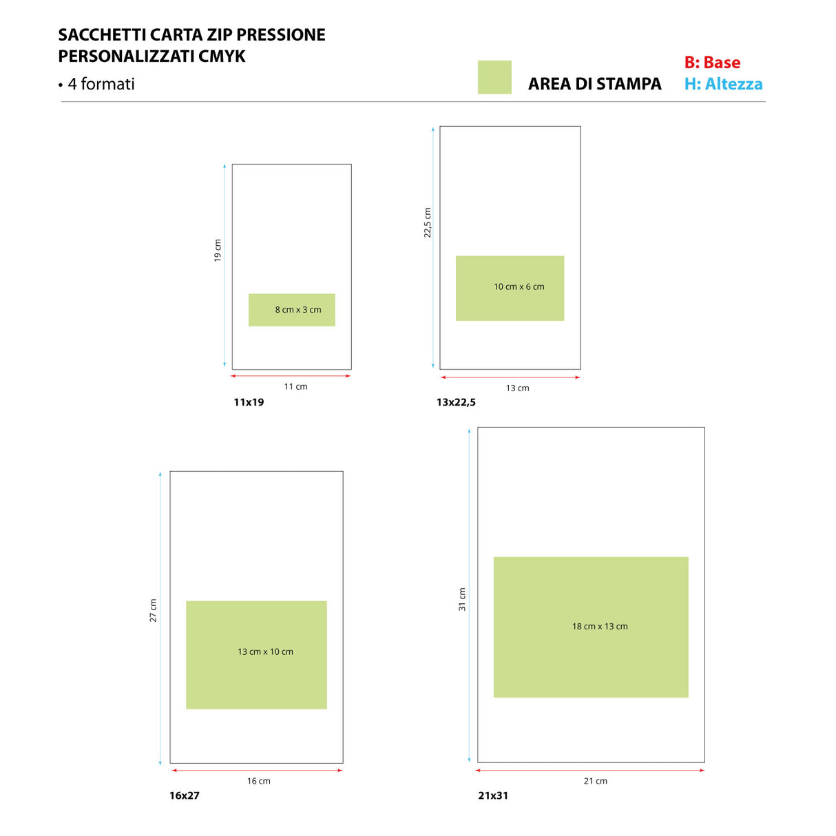 Sacchetti Carta Zip a Pressione Doypack Personalizzati a Colori
