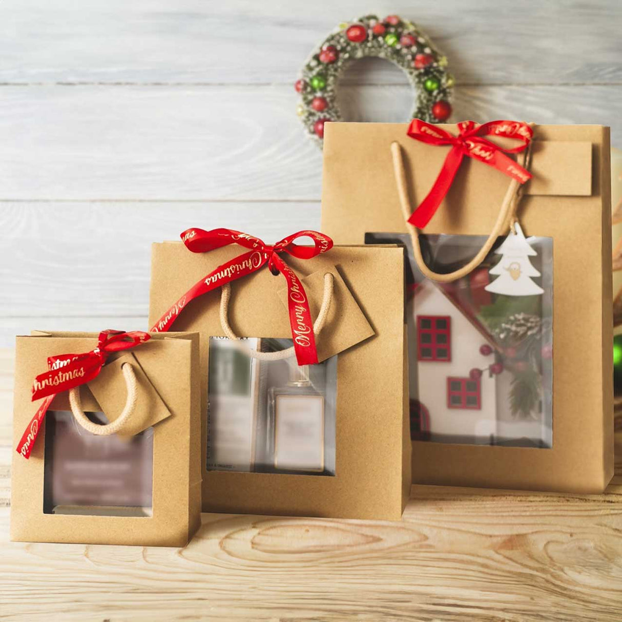 Shopper Carta Kraft Lusso con Finestra