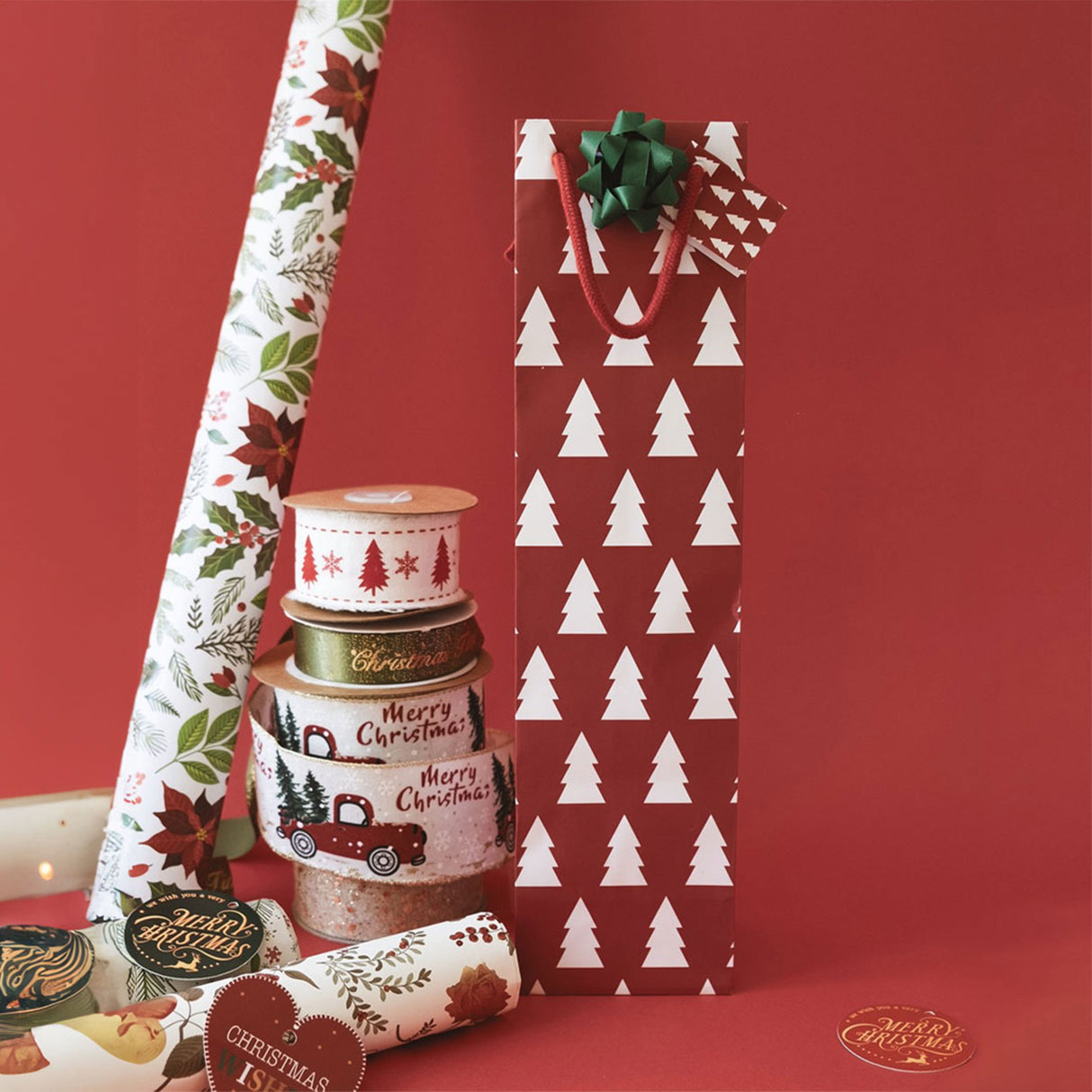 Shopper Carta per Bottiglie Alberi Natale