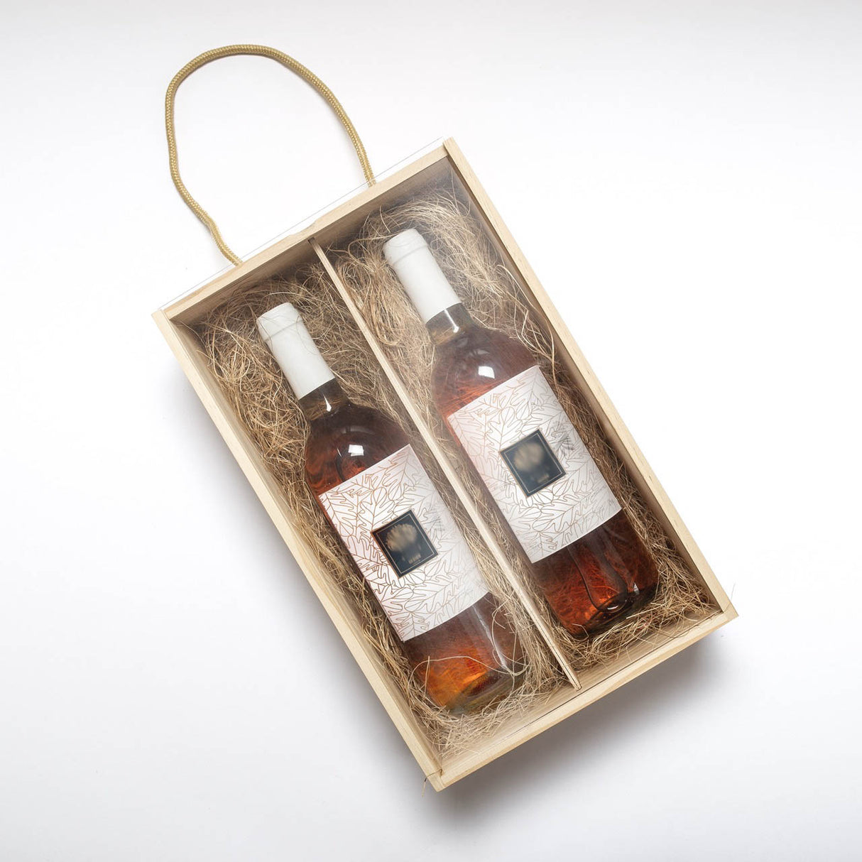 Scatola legno per bottiglie con finestra trasparente scorrevole