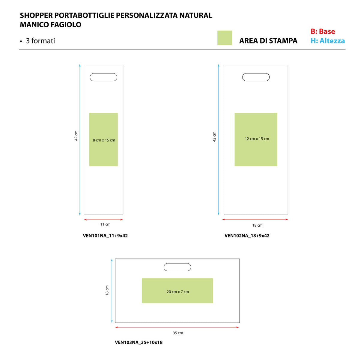 Shopper Natural Personalizzata Manico Fagiolo