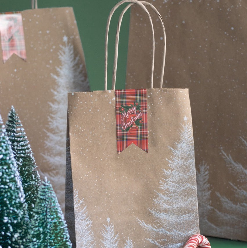 Shopper Carta Kraft Bianco Natale