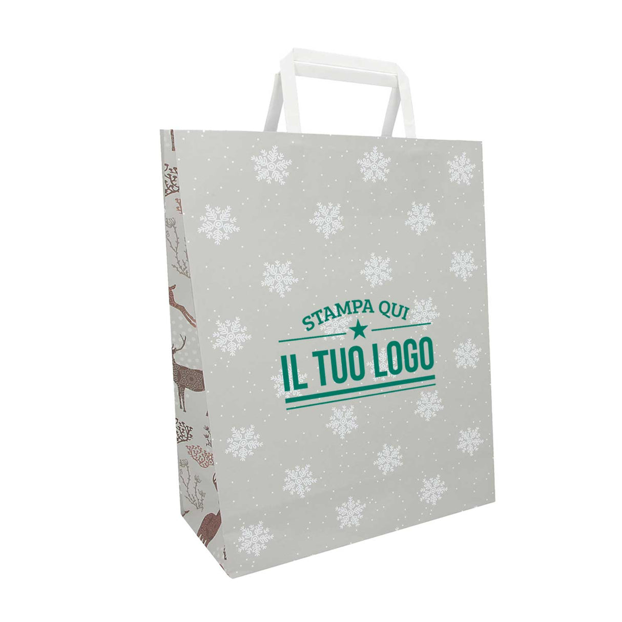 Shopper Carta Personalizzate Fantasia Renne Stampa Serigrafica