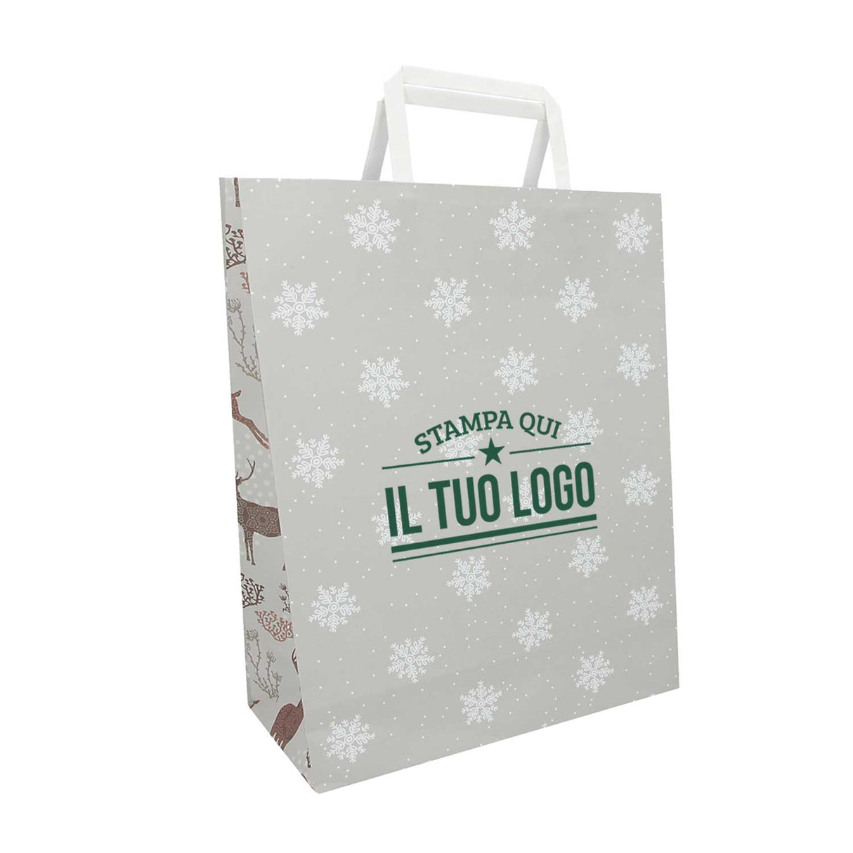 Shopper Carta Personalizzate Fantasia Renne Stampa Serigrafica