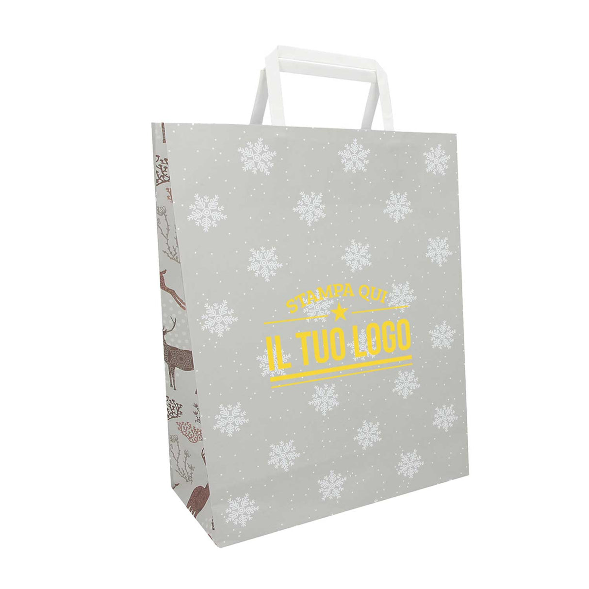 Shopper Carta Personalizzate Fantasia Renne Stampa Serigrafica