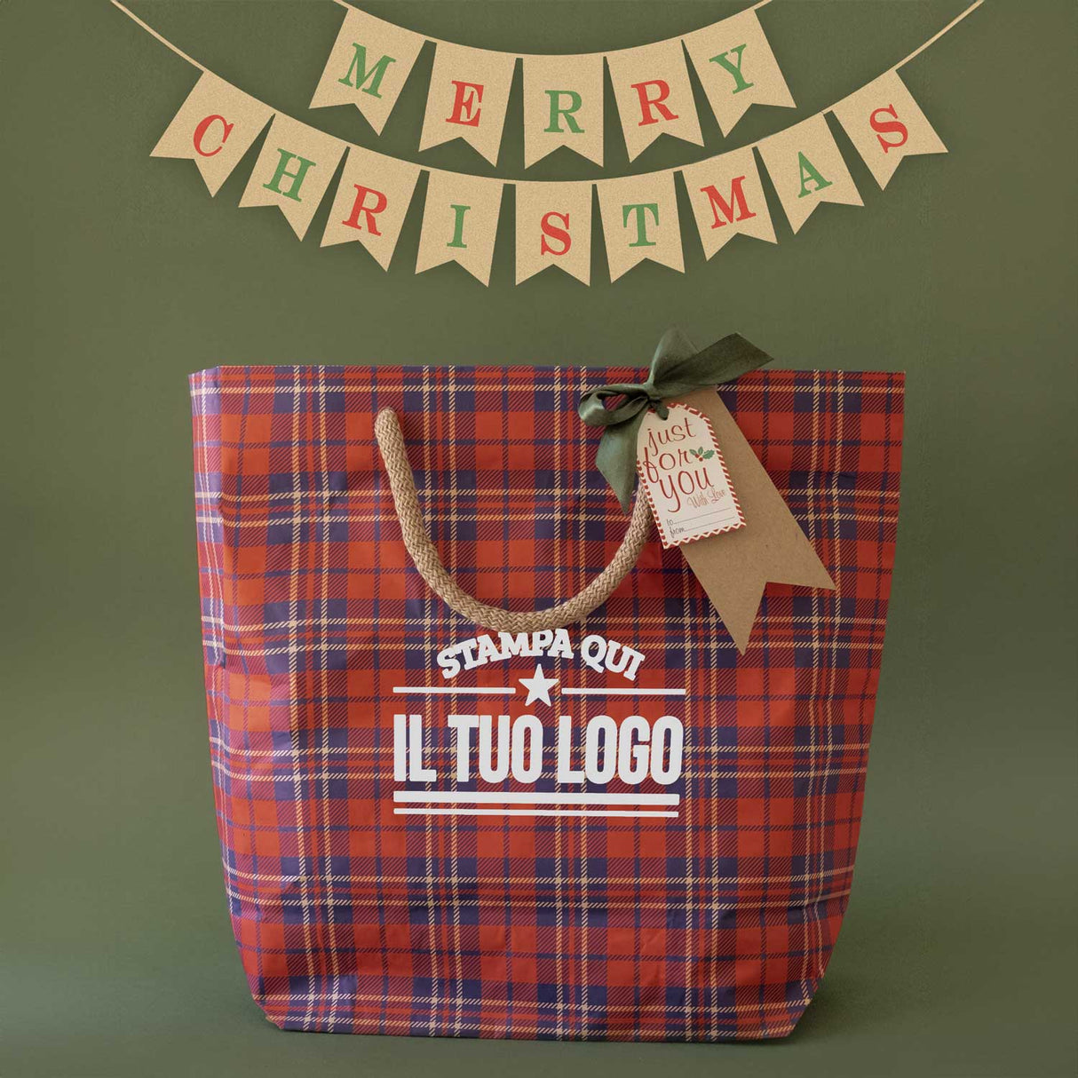 Shopper Carta Cemento Tartan Personalizzate con Logo
