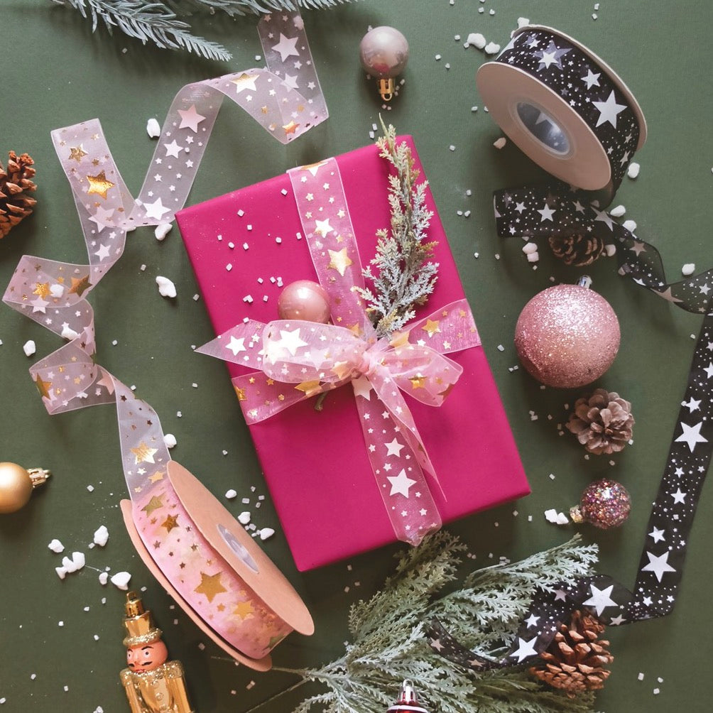 Nastro Organza con Stelle Oro