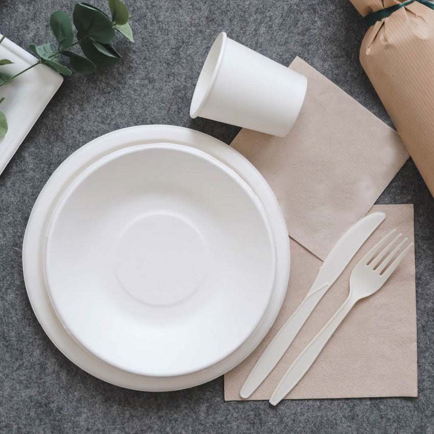 Kit Posate in Fibra di Mais ctovagliolo bis forchetta e coltello