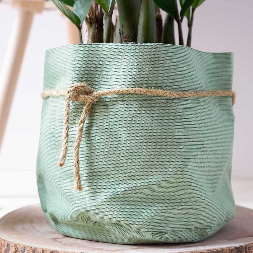 Sottovaso in cotone a coste interno in plastica