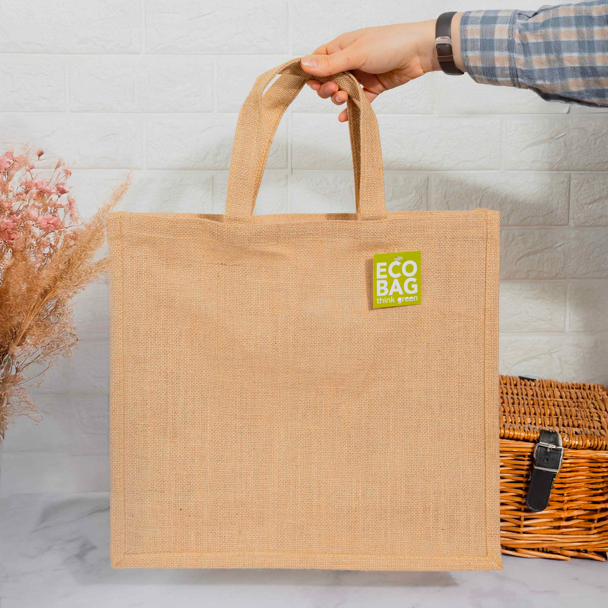 Shopper Juta Naturale con Soffietto Laterale