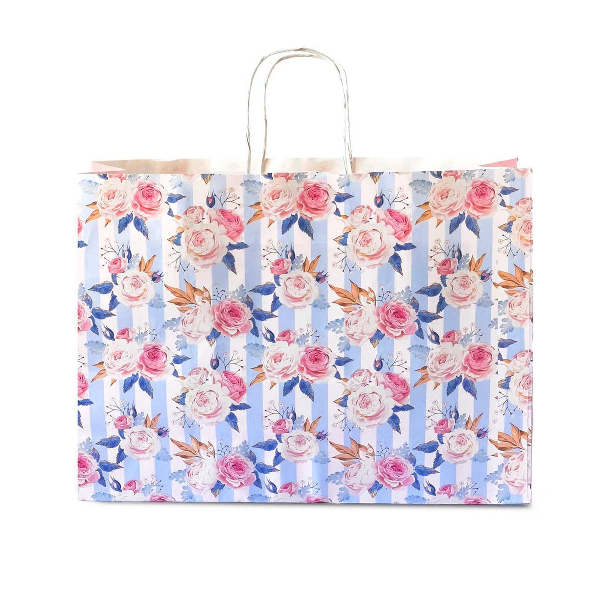 Shopper Carta Fantasia Rose Shabby Chic Manico in Cordino