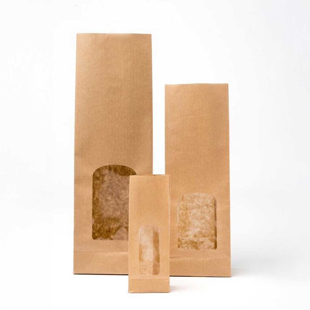 Sacchetti Carta Sealing Fondo Quadro con Finestra Avana