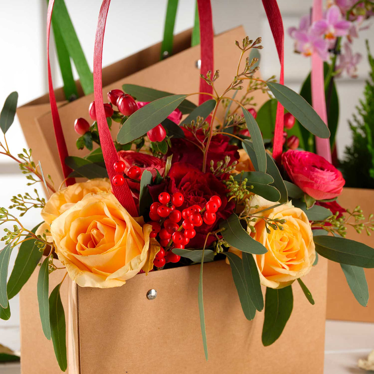 Shopper Fiori Rettangolare Carta Impermeabile 250gr