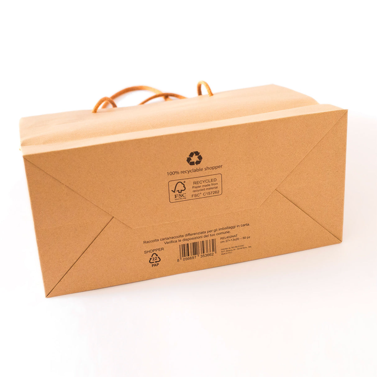 Shopper Carta Riciclata manico in carta Naturale