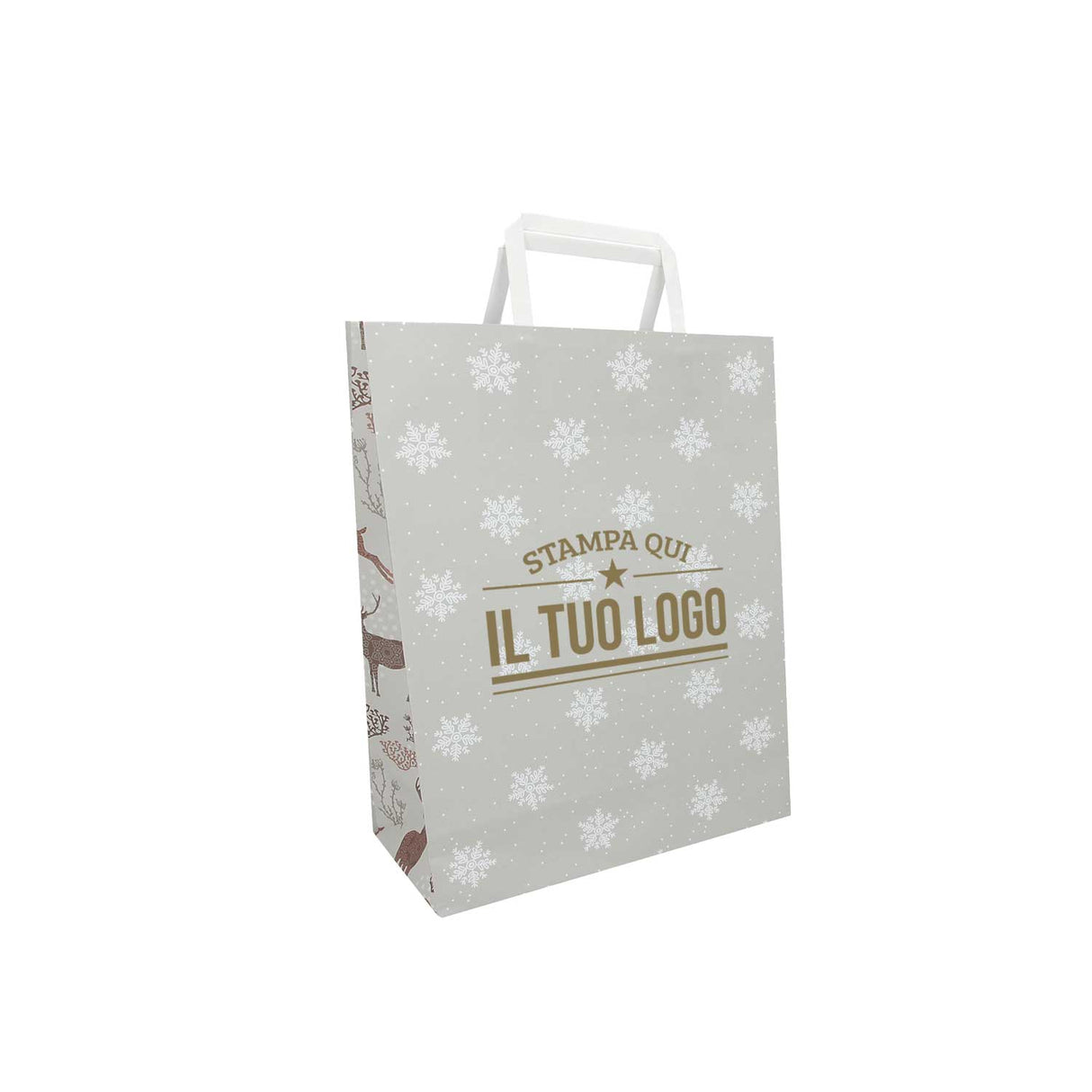 Shopper Carta Personalizzate Fantasia Renne Stampa Serigrafica