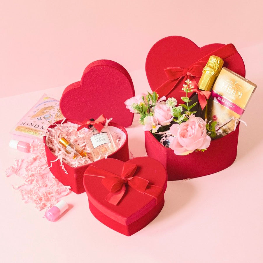 Set 3 Scatole Cuori di Velluto