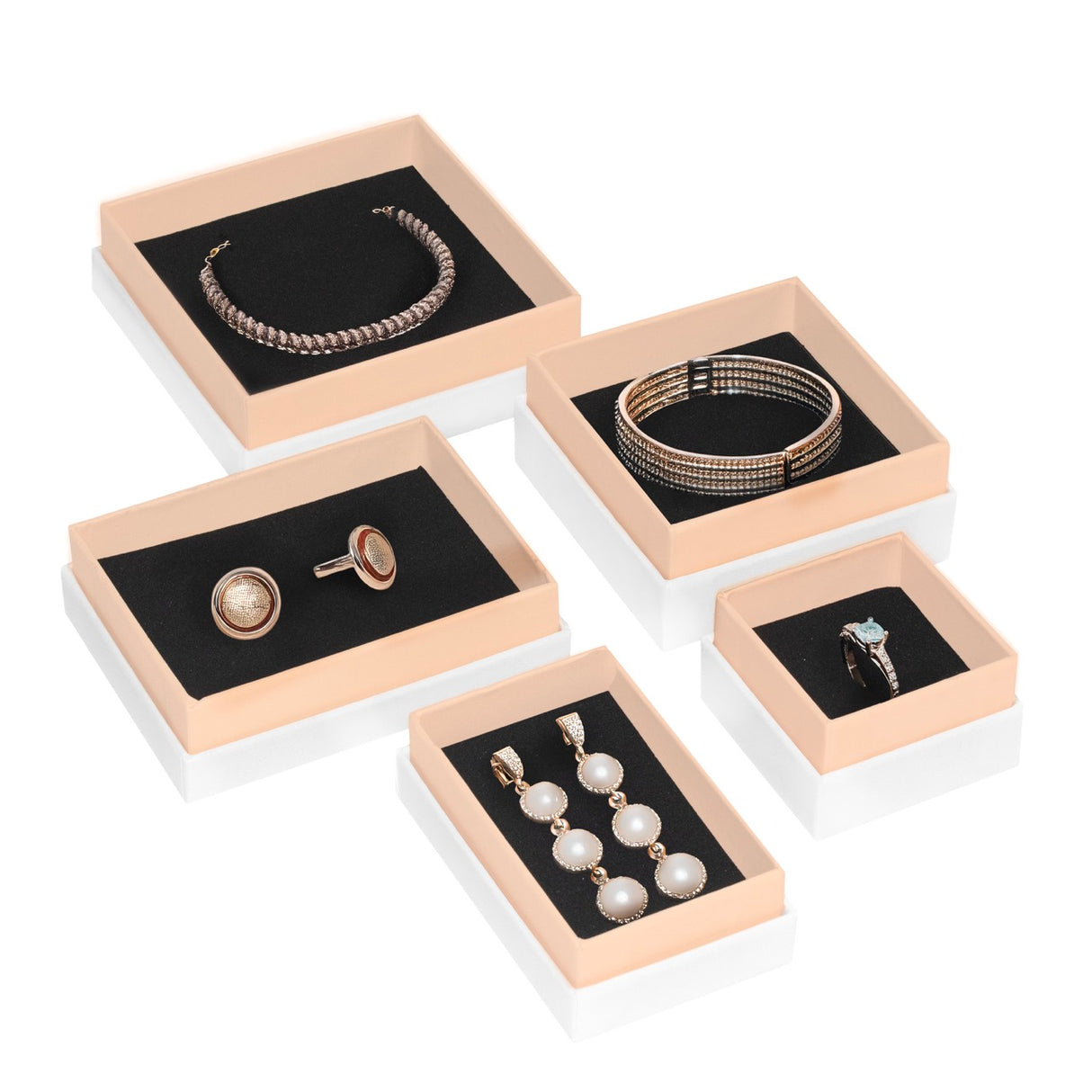 Astuccio Gioielleria Bicolor Avorio Rosa Cipria