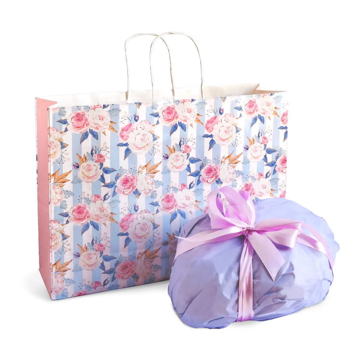 Shopper Carta Fantasia Rose Shabby Chic Manico in Cordino