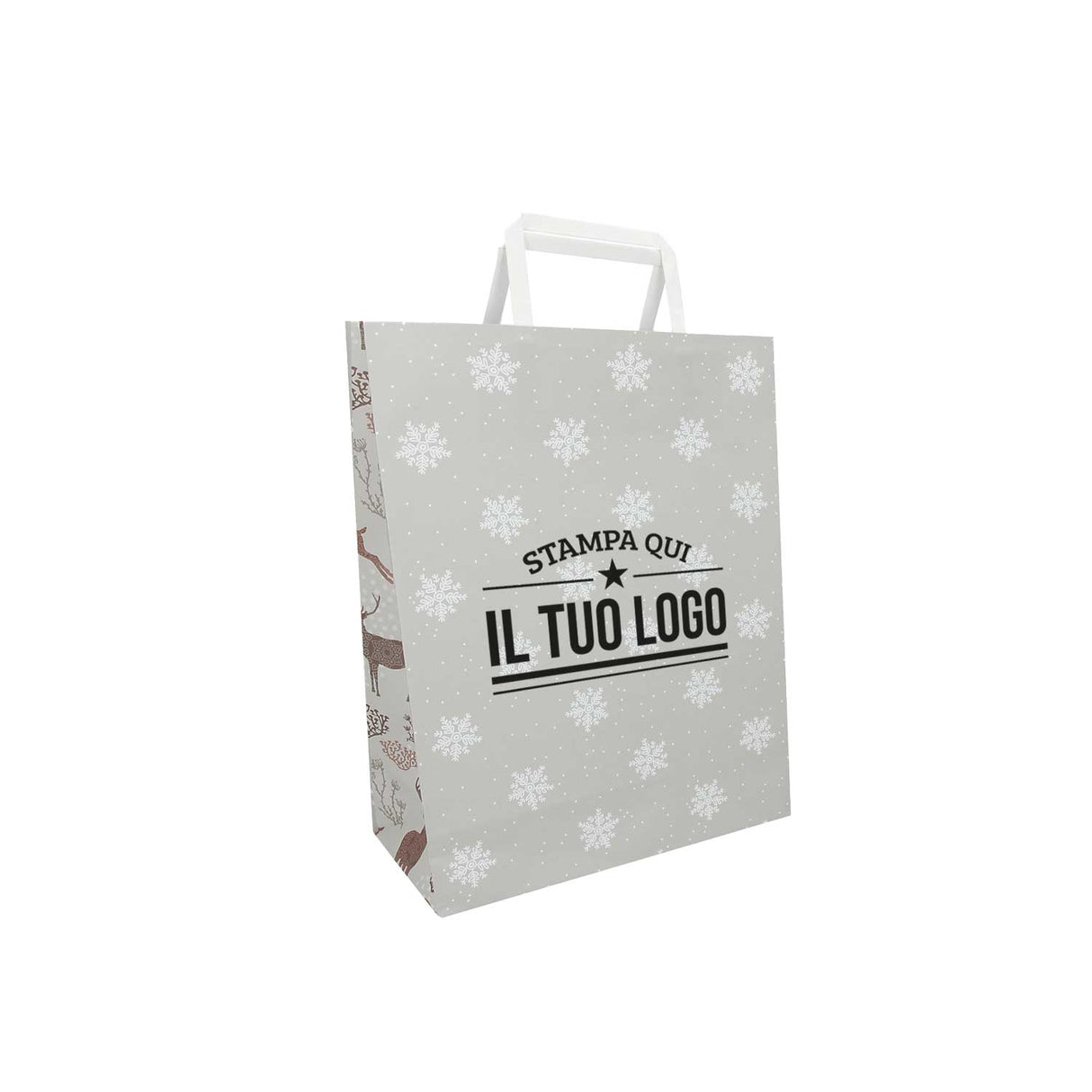 Shopper Carta Personalizzate Fantasia Renne Stampa Serigrafica