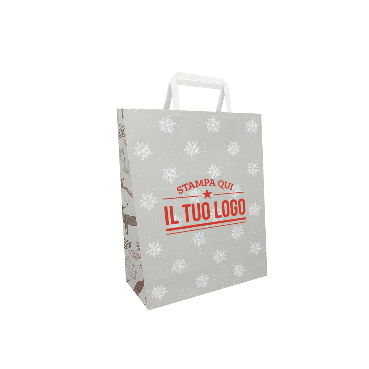 Shopper Carta Personalizzate Fantasia Renne Stampa Serigrafica