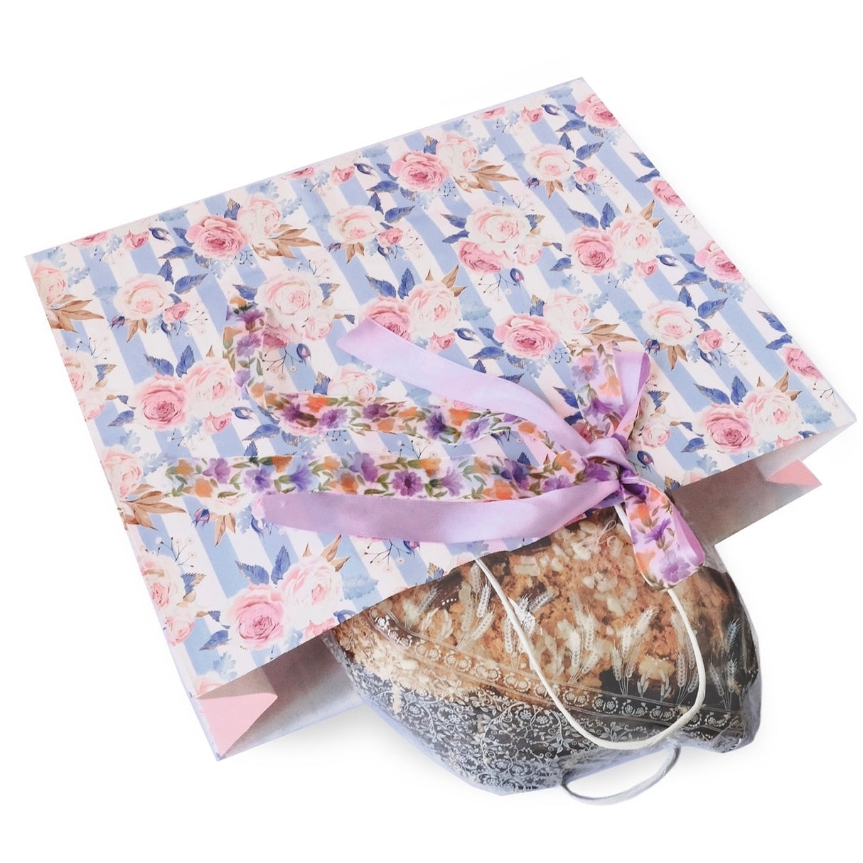 Shopper Carta Fantasia Rose Shabby Chic Manico in Cordino