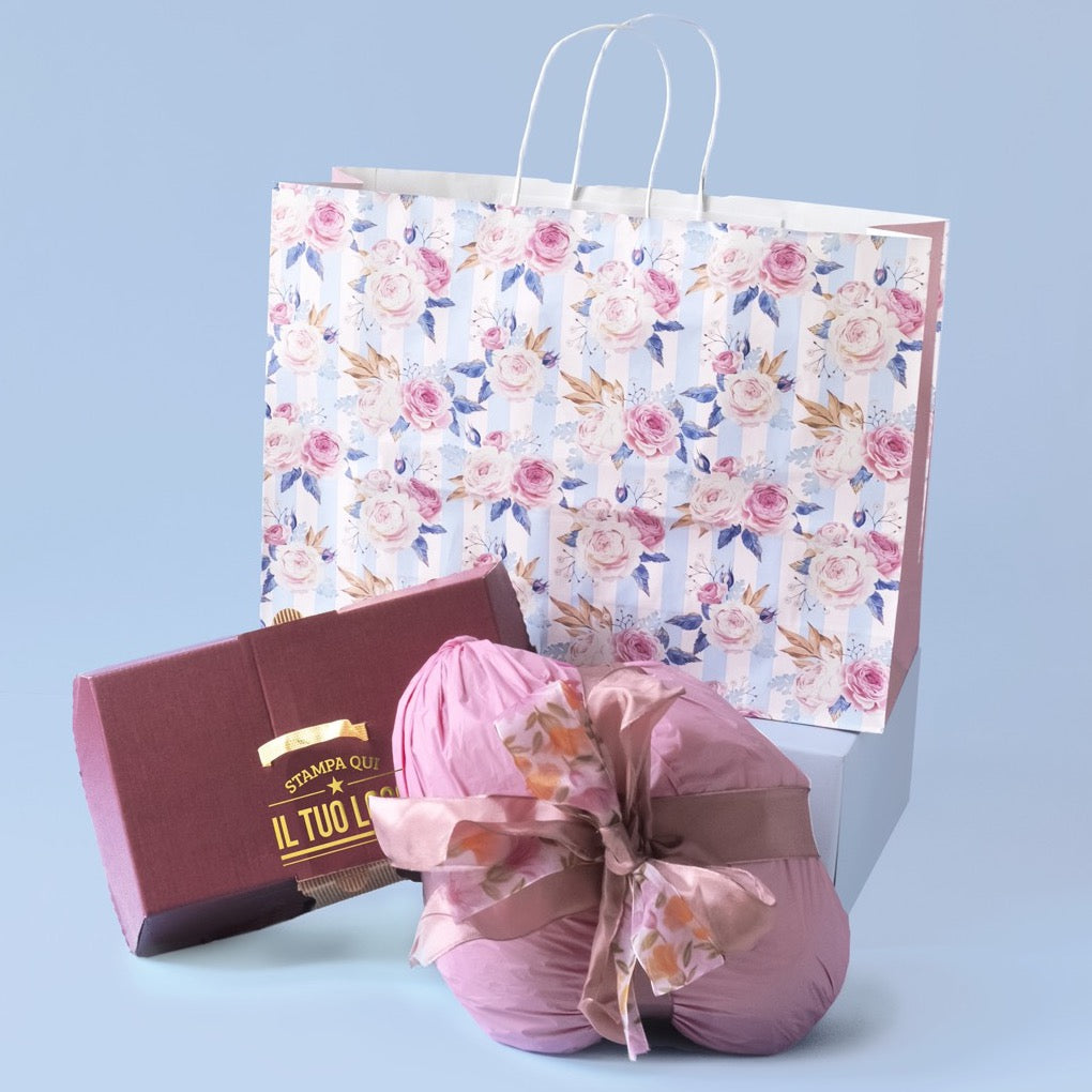 Shopper Carta Fantasia Rose Shabby Chic Manico in Cordino