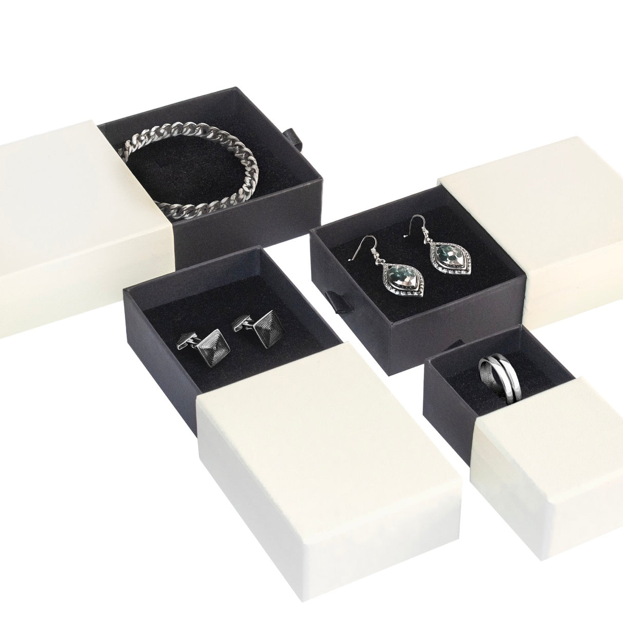 Astuccio Gioielleria Apertura Frontale Grigio e Nero