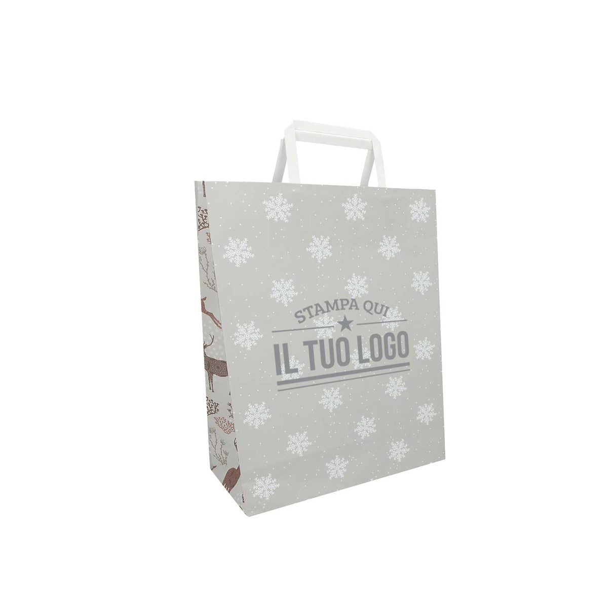 Shopper Carta Personalizzate Fantasia Renne Stampa Serigrafica